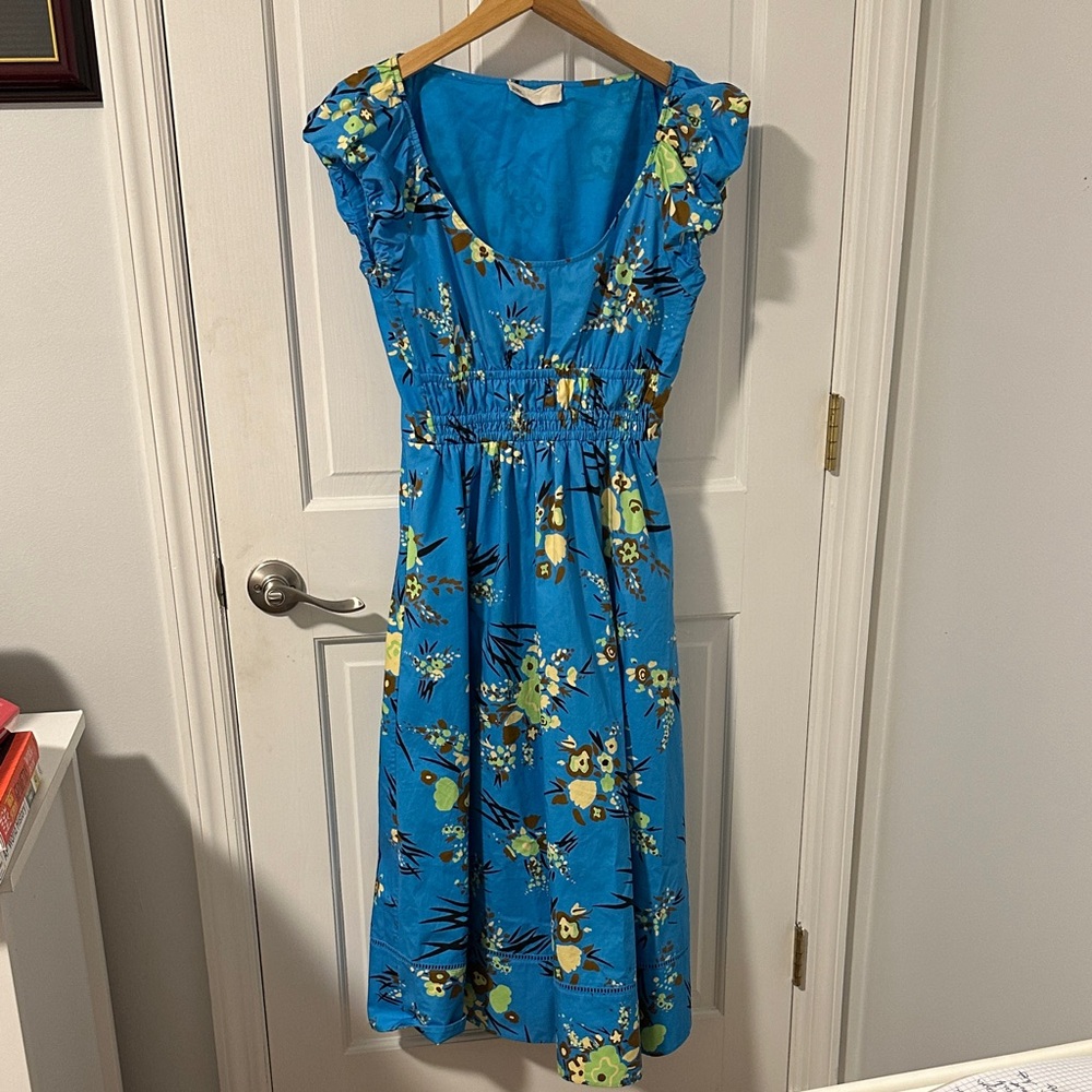 Tory Burch Blue Floral Midi Dress